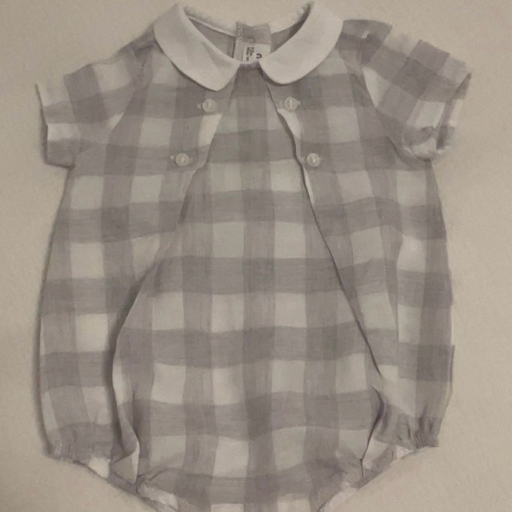 Mayoral Gray and White Checkered One Piece